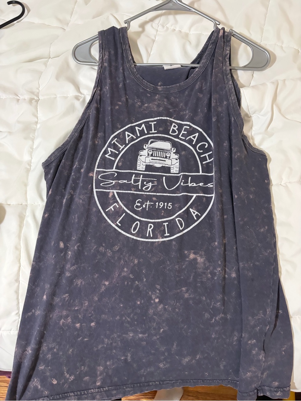 Miami Beach Salty Vibes Gray Sleeveless Tank Top
